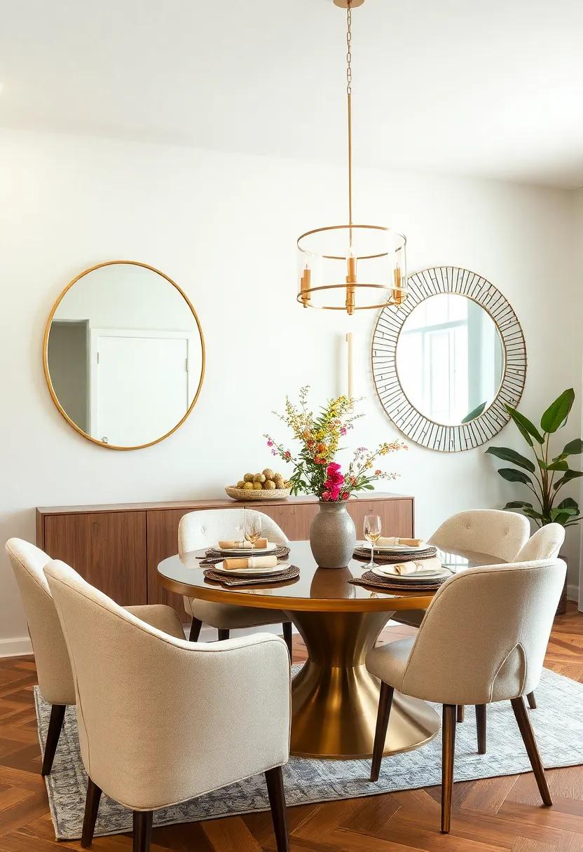 Decorative Mirrors: Hang mirrors ‌to reflect light and create the illusion ‌of more space, making your dining ‍area feel larger and brighter