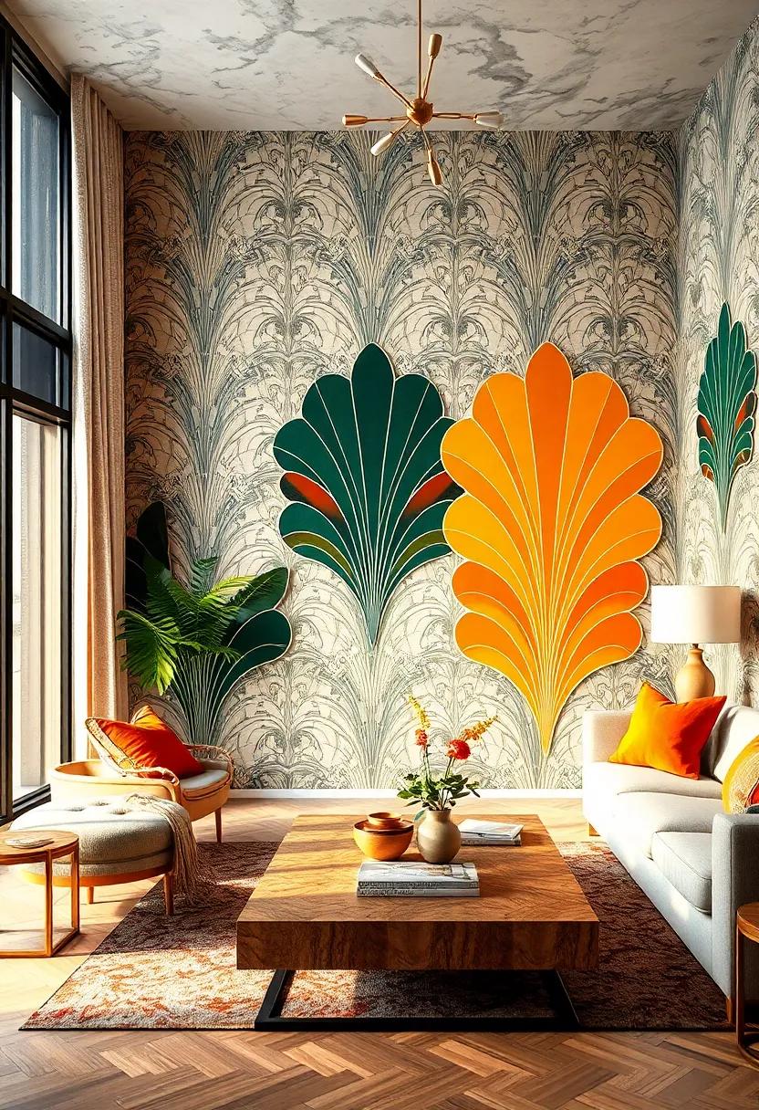 Bold ⁣Wallpaper⁤ Patterns: Explore striking ‌Art Deco wallpaper designs ⁣that incorporate rich colors and intricate ‌motifs, making a statement in any room