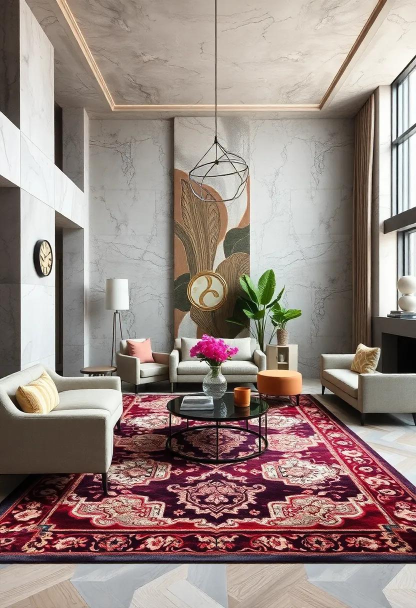 Opulent⁢ Rugs: Find out how ‌an⁤ Art Deco rug ​can ground your room ⁢with ‌its⁤ luxurious ⁤materials and⁣ intricate patterns, ⁣elevating the ‍overall design
