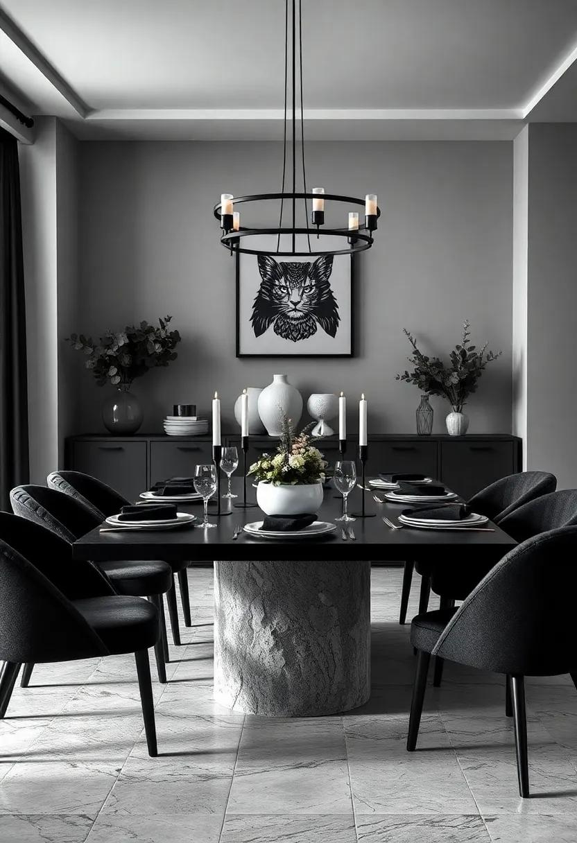 Monochrome Elegance: ⁤Stick to a black ​and⁢ white ​theme with decorative items like black candlesticks and white china for an ultra-modern look