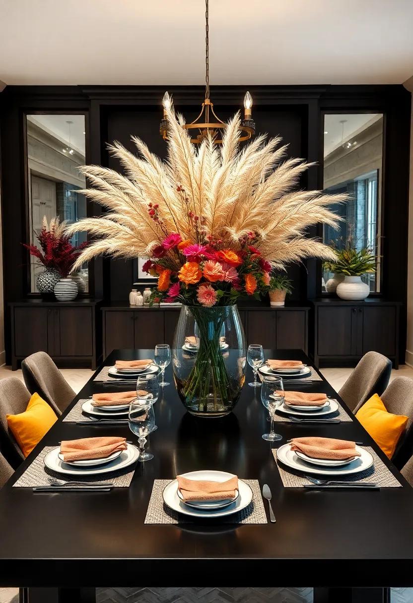 Statement Centerpiece: Choose an​ oversized⁤ vase filled with fresh⁣ flowers or pampas ⁣grass to⁤ serve as a dramatic focal point in ⁤the center​ of the table