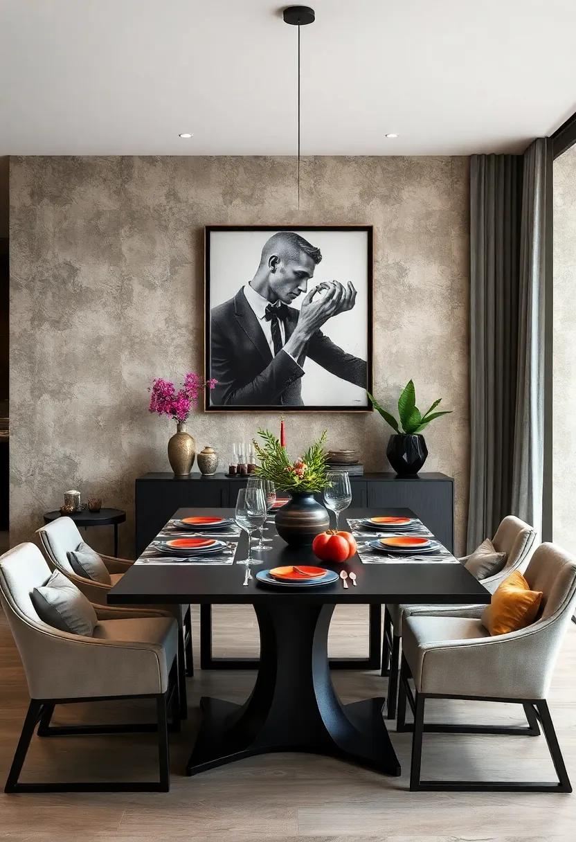 Bold Artwork: Hang a piece of art above the dining ‌area that ties in with your table ⁣decor, creating a complete visual story