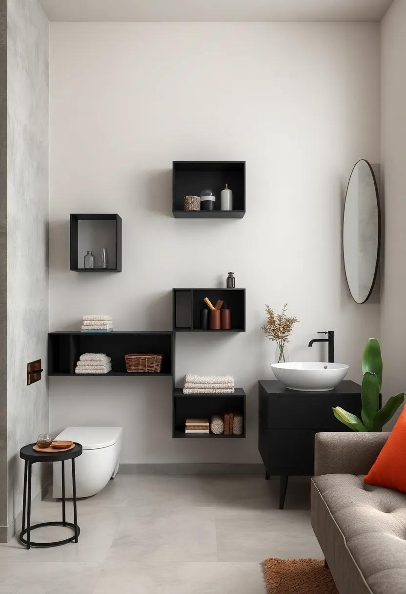 Bathroom Bonus: ‌Don’t overlook stylish black shelves that can function in your living room or bathroom, providing a chic storage solution