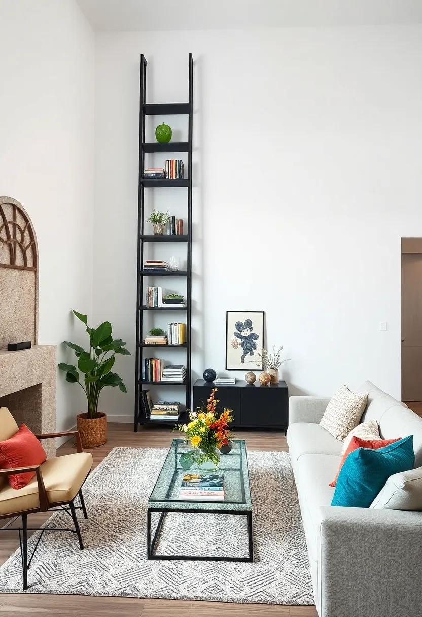 Chic Ladder‍ Style: Opt for ladder-style black shelving that adds a trendy vertical element to your room, perfect for showcasing books and photos