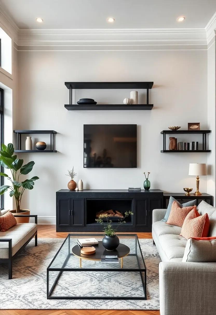 Classic ⁢Elegance: Uncover timeless black shelves adorned with gold or⁣ brass accents that elevate sophistication in your traditional or modern space