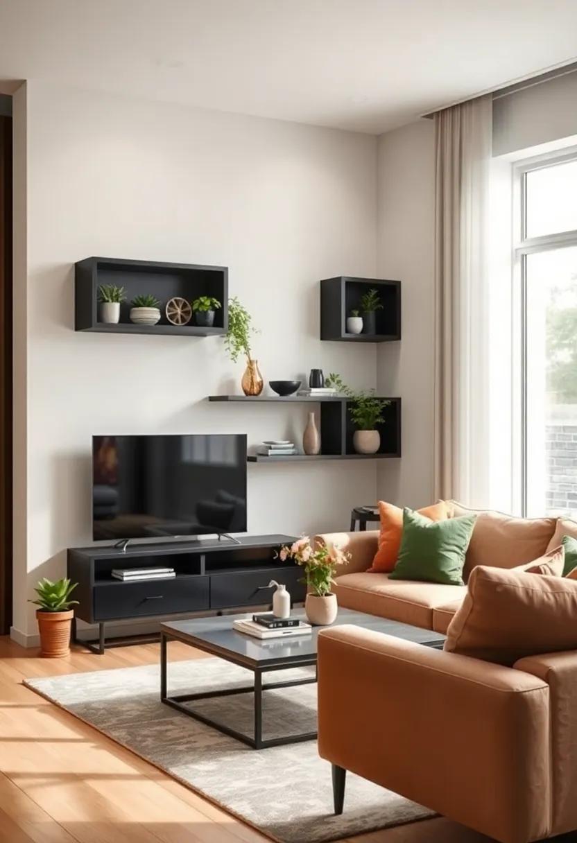 Corner Connoisseurs: Maximize every inch ⁣with sleek‍ black‌ corner​ shelves that are‌ perfect for showcasing plants ⁢or favorite⁤ trinkets while saving⁤ space