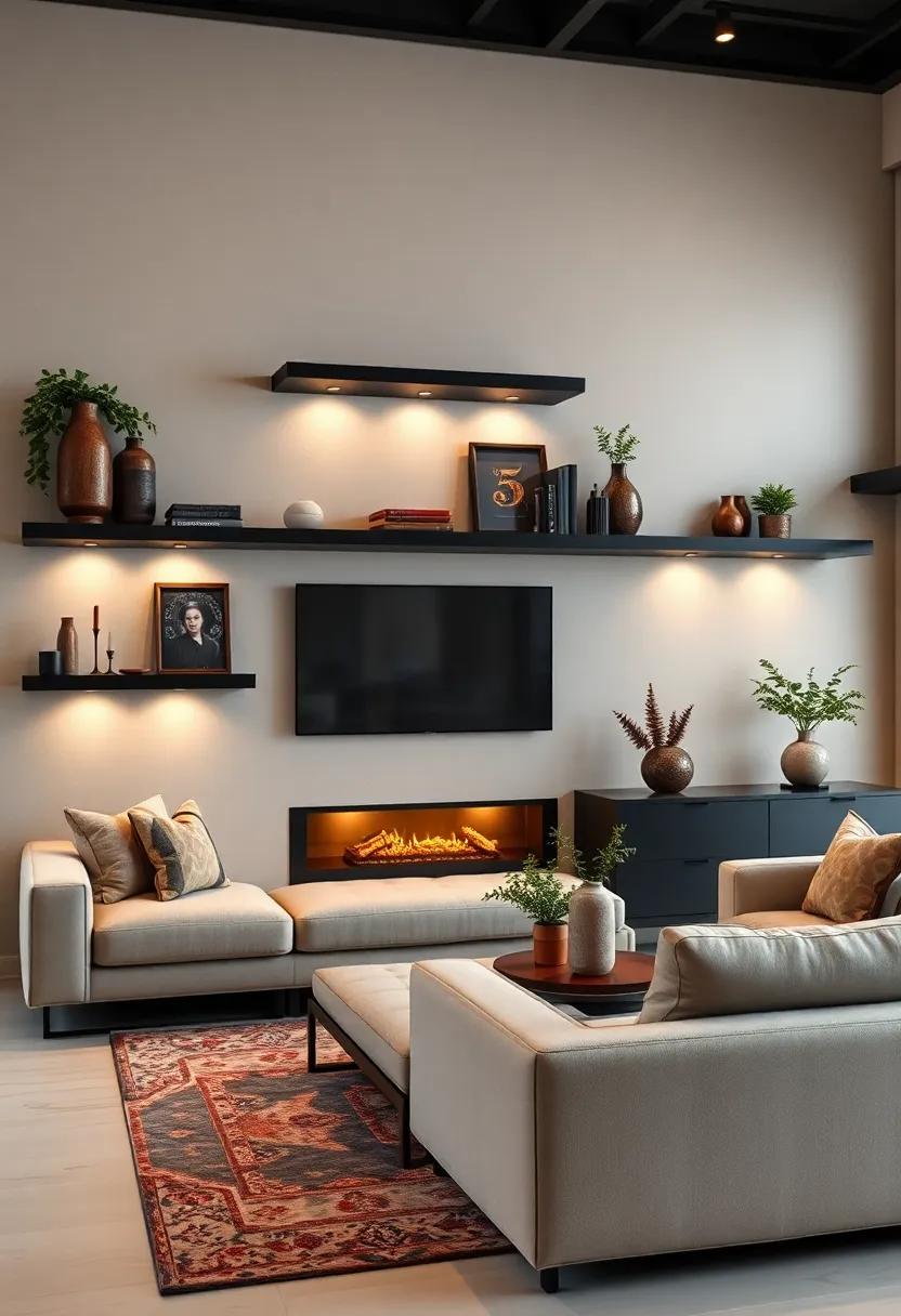 Integrated‌ Lighting: Brighten your space with black shelves that incorporate ⁣built-in LED lighting, highlighting both the shelves⁣ and your decor