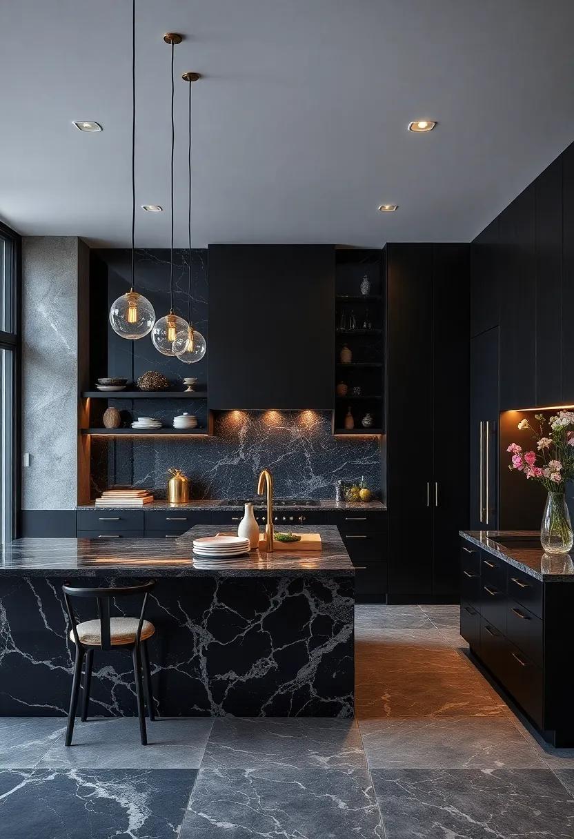 Textural Contrast: Examine kitchens that cleverly mix glossy black finishes with matte marble textures ‌for ⁤an intriguing contrast