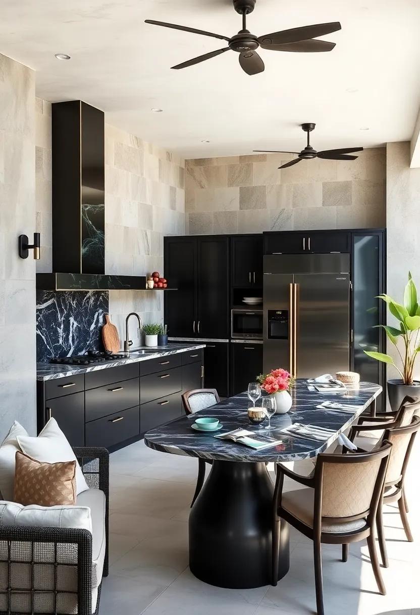 Outdoor Inspirations: Take notes from outdoor kitchens that incorporate ‌black⁣ cabinetry and marble elements, ⁤bringing luxury⁢ to⁤ alfresco dining experiences