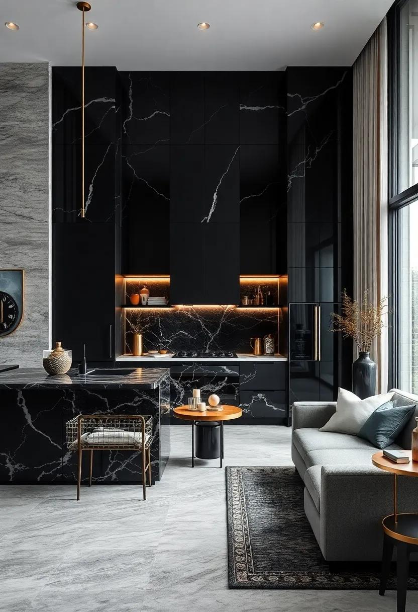 Luxurious Lighting: Understand ⁣the importance ‍of choosing ⁤the right ⁣lighting⁣ fixtures to highlight the luxe appeal of black ‌and⁢ marble designs