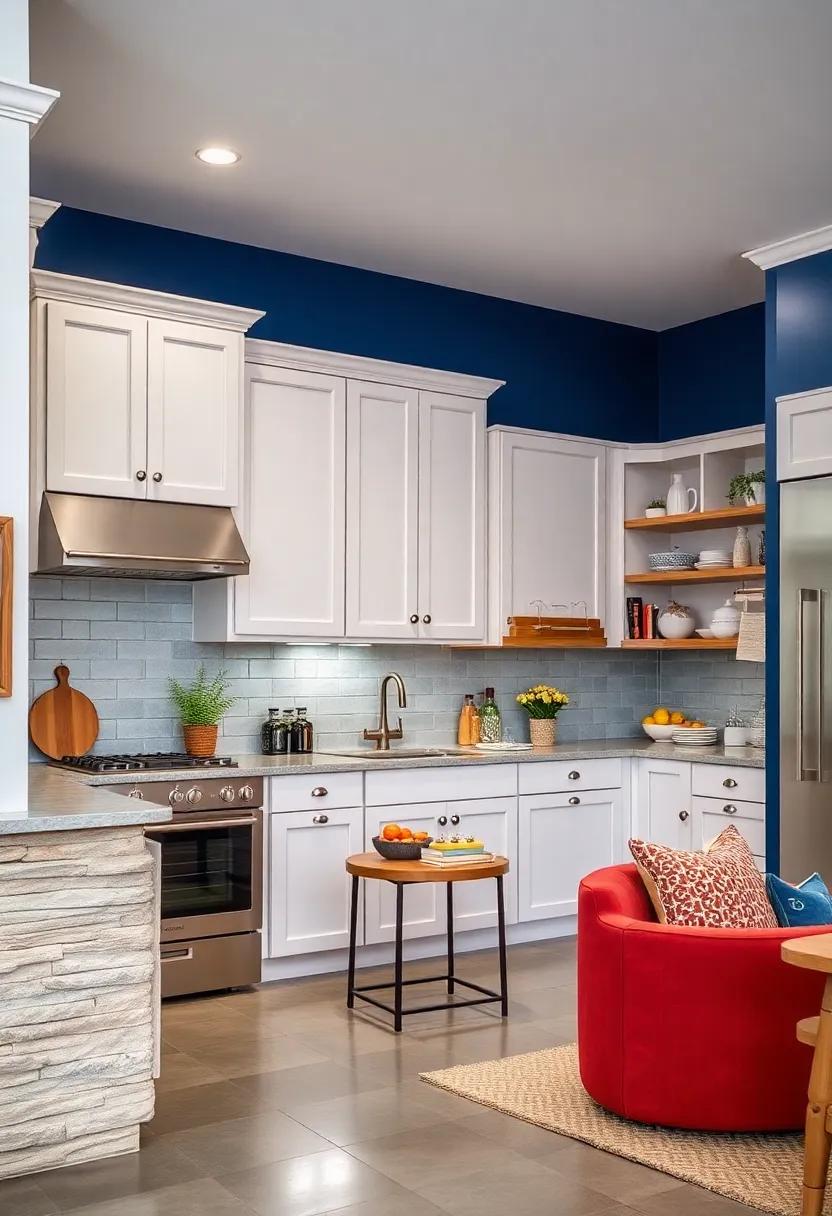 Function Meets style: Pair storage-friendly white cabinets with deep​ blue walls, incorporating⁣ stylish organizational elements ‍for a practical yet⁢ beautiful⁤ kitchen