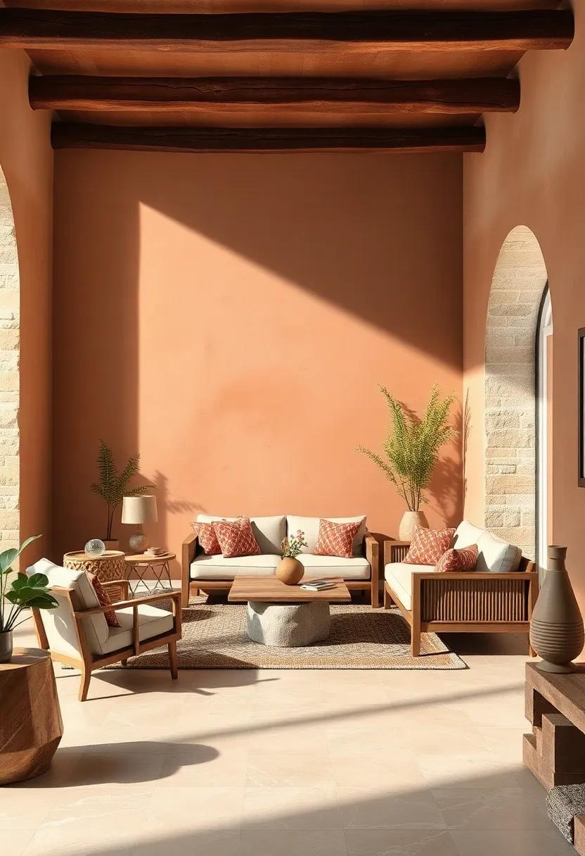 Natural Materials: Pair clay-tinted walls ⁣with raw wood furniture and stone accents to embody‌ the organic beauty of the ​Mediterranean landscape