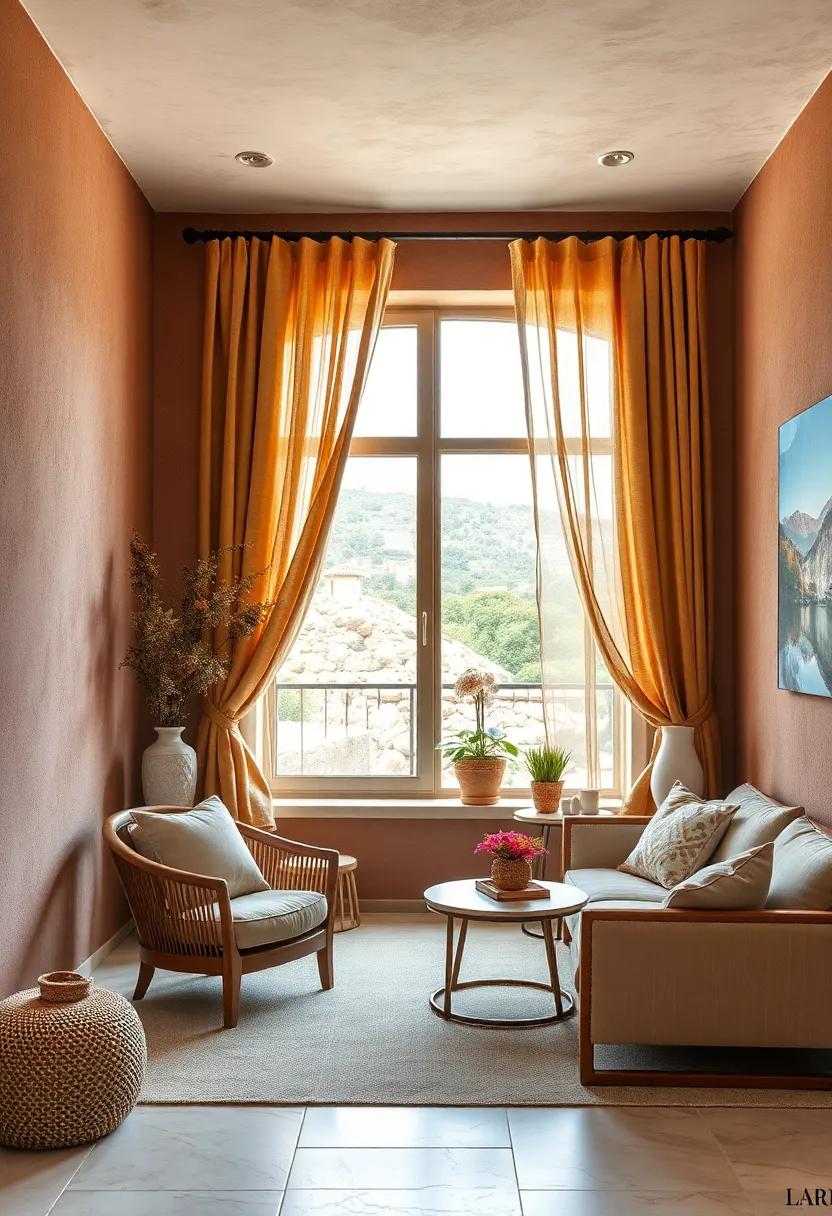 Natural Framing:⁣ Use clay ⁤walls to frame windows ‍adorned with lush ​drapes in earthy⁣ tones, capturing the view while enhancing the ​Mediterranean mood