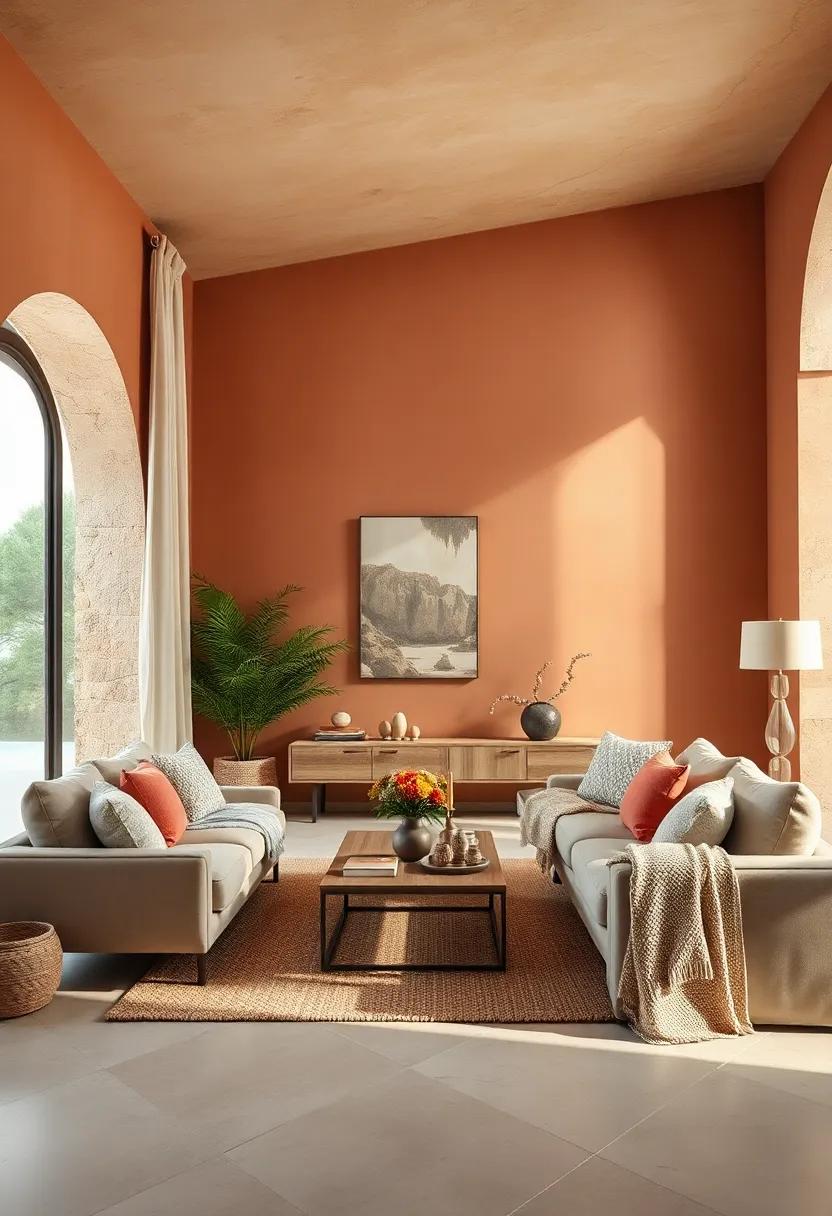 textile ⁣Accents: Incorporate rich fabrics in earth ⁤tones ⁣against clay walls, such‌ as linen ‍curtains ⁤or woven throws,⁢ enhancing ‌the cozy and earthy essence