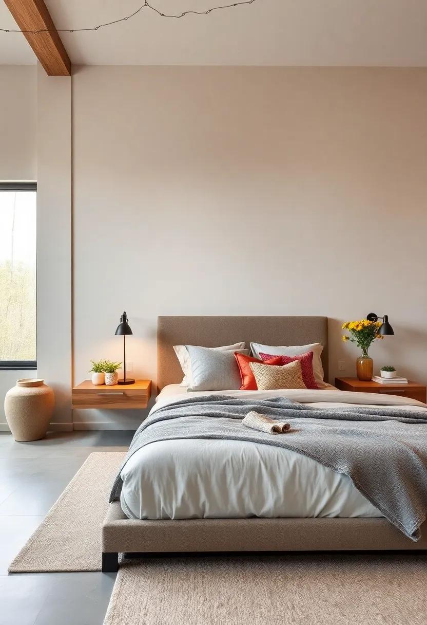 Contemporary Farmhouse: Enjoy​ a modern farmhouse aesthetic⁤ with ⁢stylish floating nightstands‍ crafted‌ from reclaimed wood, perfectly highlighting a cozy yet upscale bedroom⁣ environment
