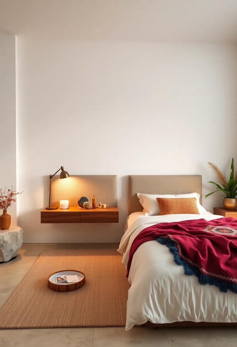 Dreamy Bohemian: Embrace a ⁢dreamy bohemian‌ aesthetic where ​floating nightstands are embellished⁣ with ⁣decorative trinkets and colorful textiles, creating a cozy and ‌inviting atmosphere