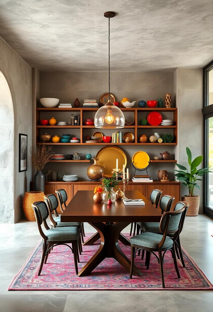 Open Shelving: Use colorful open shelving to display a ‌collection of eclectic dishes, cookbooks, or barware for functional decor
