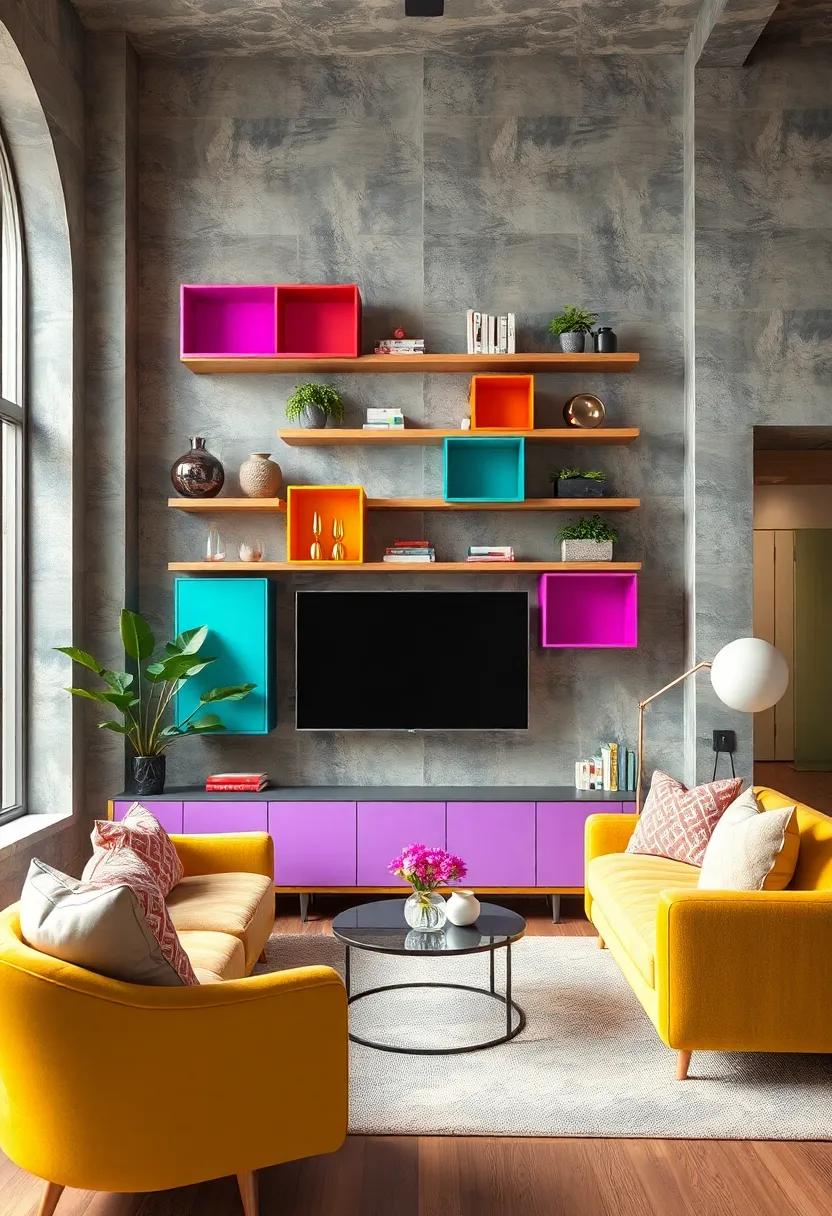 Colorful Stackable Boxes: Experiment with bright,⁤ stackable boxes ​that can serve ⁢as both ⁤shelves and storage,​ adding playful pops of color to ​your ⁢walls