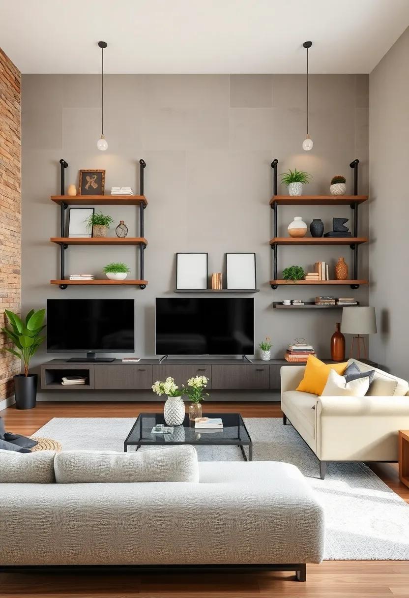 Industrial Pipe Shelves: Add an edgy vibe‌ with industrial⁣ pipe shelving that ​combines metal​ and wood for a striking yet functional ⁢piece