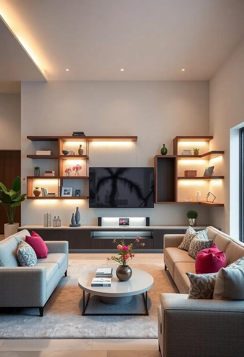 Backlit shelves: Enhance the ambiance with backlit shelves that⁢ create a warm glow and showcase decorative items beautifully