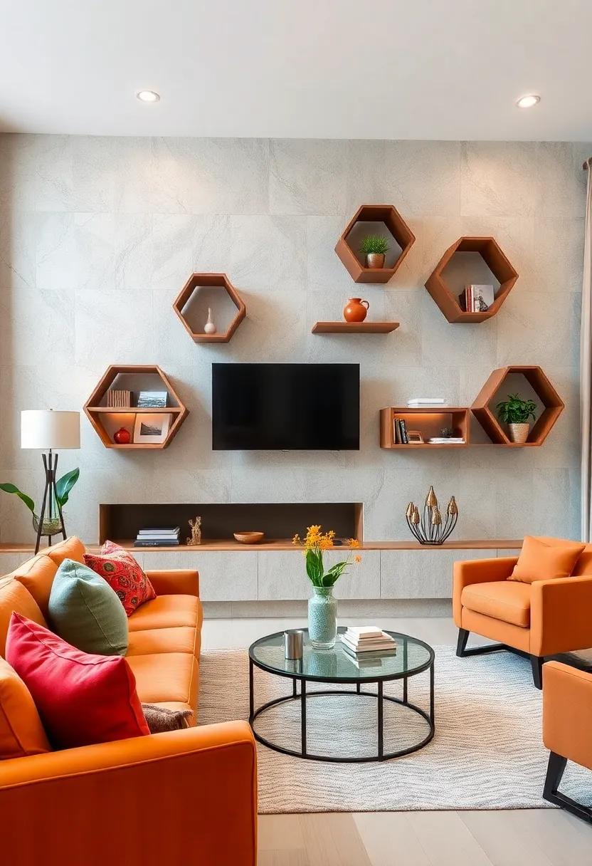Geometric Wall Shelves: Embrace modern​ design with hexagonal or triangular floating‌ shelves that can be arranged in intriguing patterns