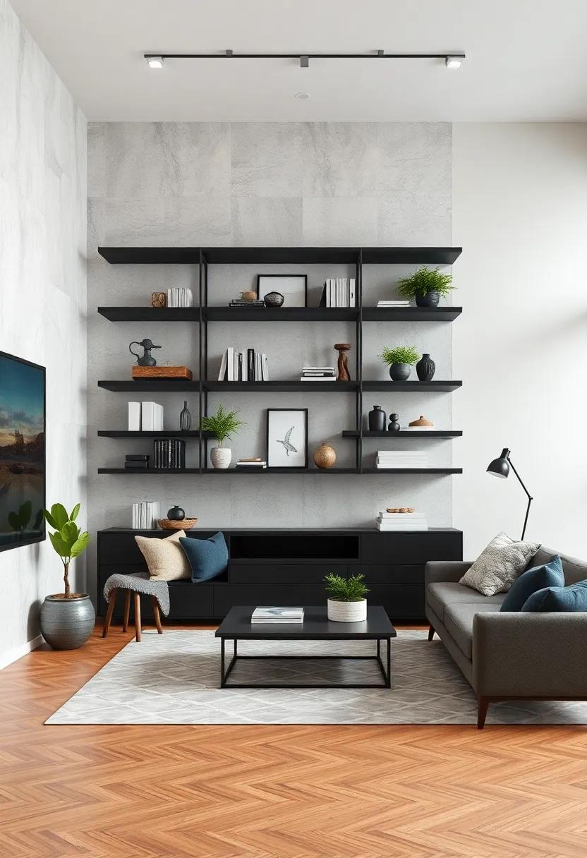 Minimalist ⁢Black⁣ and White: Opt for sleek, monochromatic shelving that enhances‍ a ⁤minimalist⁣ aesthetic without overwhelming the ​space