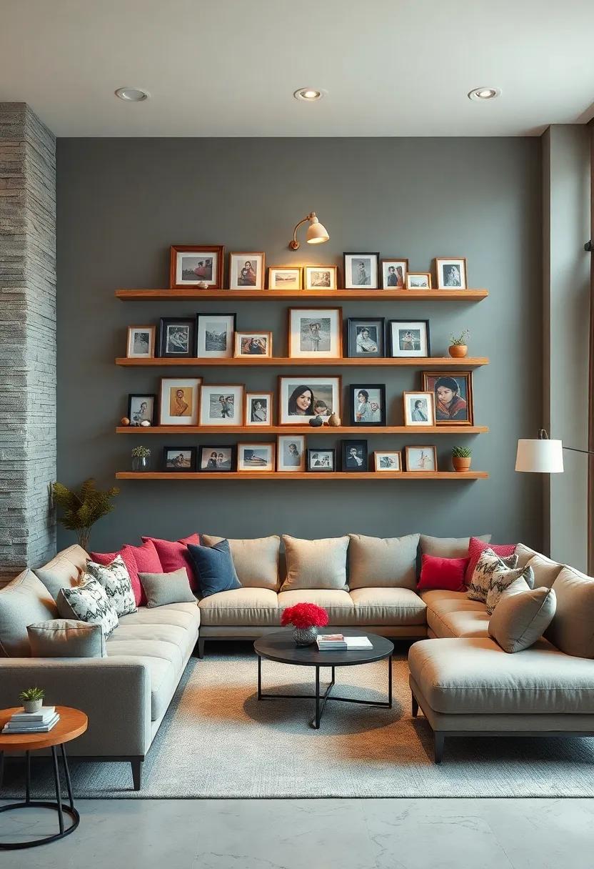 Wall ‍of Frames: Use ⁢floating‌ shelves to create a collage⁣ effect with picture frames, blending cherished memories with decorative flair