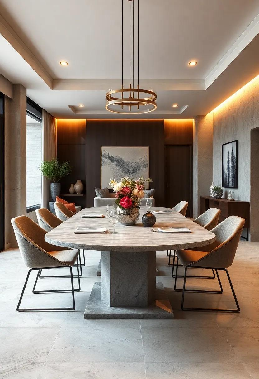 Elegant Pedestal Base: A pedestal base table design adds elegance and maximizes space, allowing for more chairs around the table without cumbersome legs