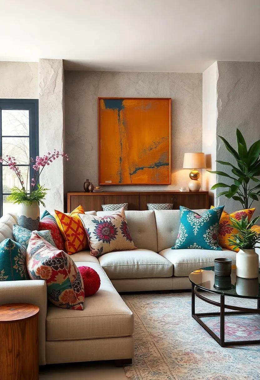 Bold‍ Pillows: Use oversized throw pillows in ‌eclectic‌ fabrics ⁣to instantly ⁢liven up‍ your sofa or bed