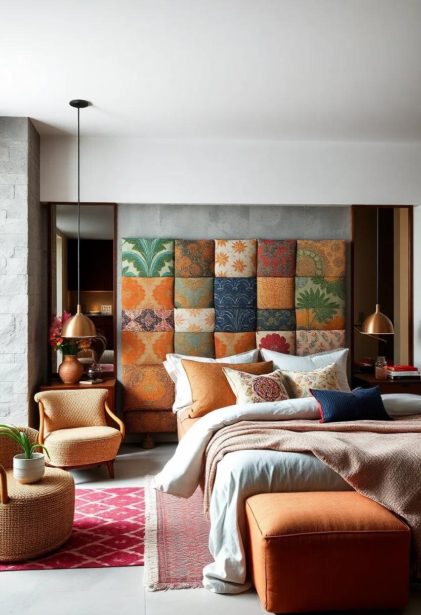 Creative‍ Headboards: Upholster your headboard with a collage of fabric ⁢designs for⁢ a bespoke bedroom⁣ look