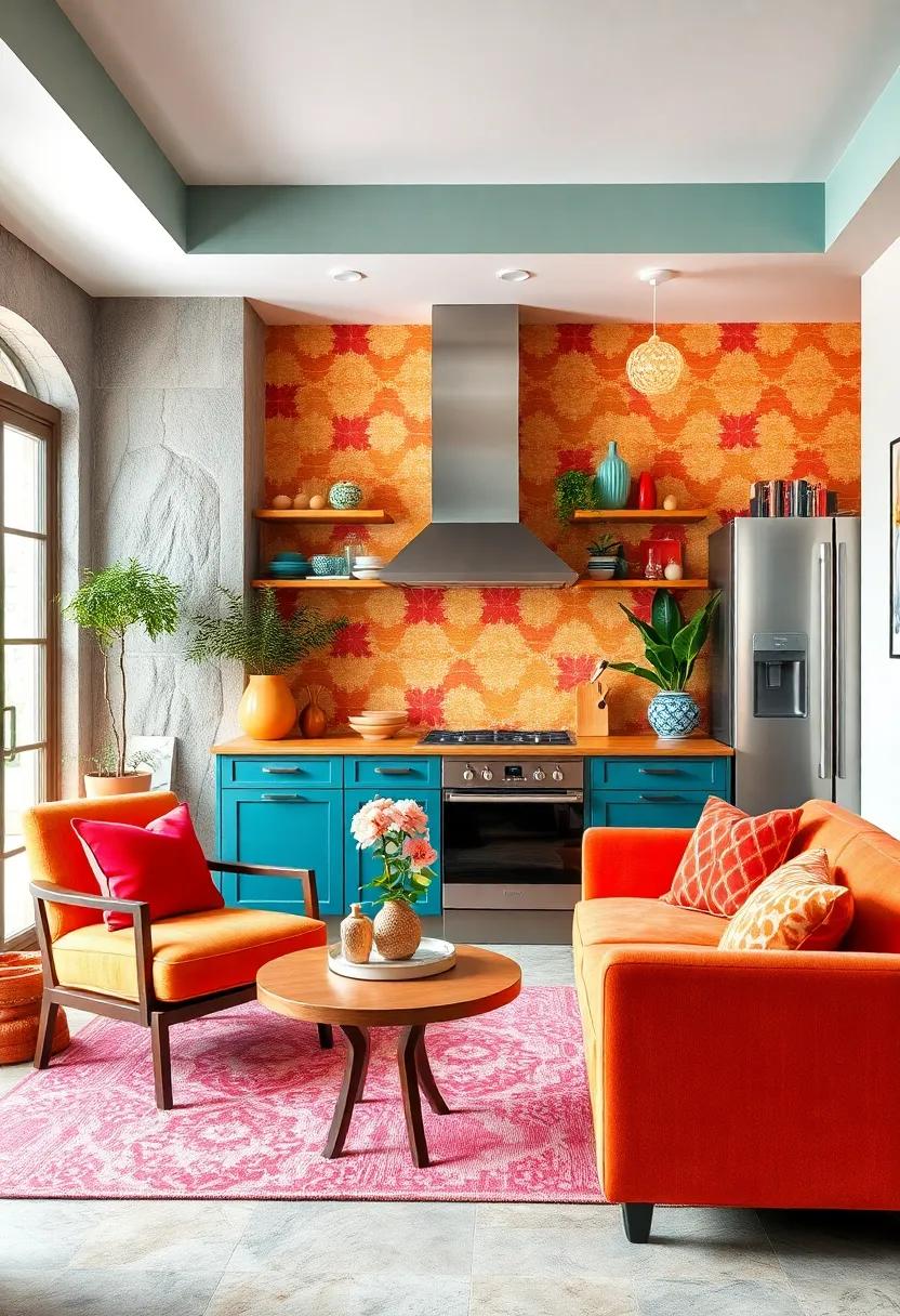 Bold Backsplashes: Bring life to your kitchen or bathroom with brightly colored‌ tile designs that resonate with eclectic charm