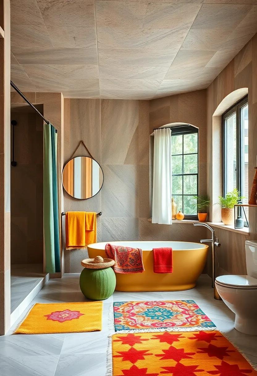 Playful Textiles: Utilize⁤ shower curtains or​ bath⁤ mats​ in vivid colors and designs to reimagine your bathroom aesthetics