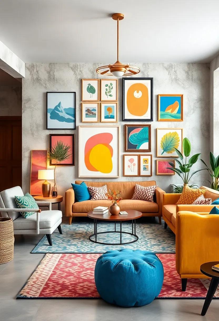 Artistic Displays: Create an art wall using colorful ⁤prints and eclectic frames⁤ to showcase your⁣ personality and taste
