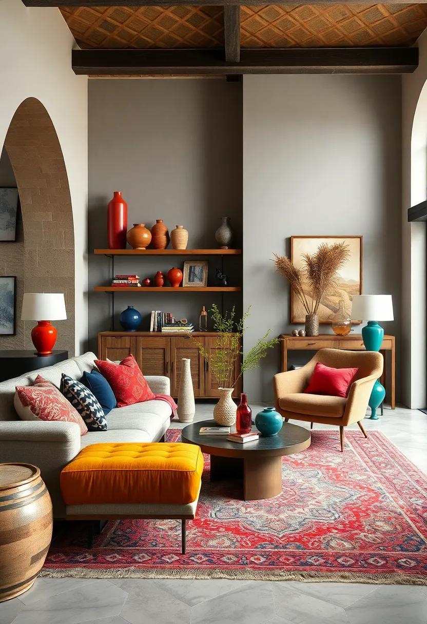 Accessorize Boldly: ⁤use striking ​vases, lamps, and trays in⁢ bold colors to invigorate shelves and side tables