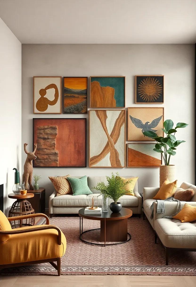 Eclectic Wall Art: curate⁢ a gallery ⁢of different⁣ genres and textures, merging paintings, textiles, and⁣ sculptures