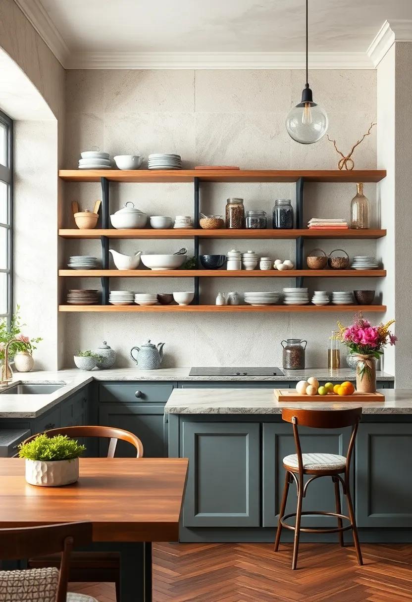 Open Shelving: ⁢Embrace the charm ⁤of open shelving⁤ to showcase beautiful dishware, cookbooks, ‍and‍ artisanal jars, creating a welcoming atmosphere