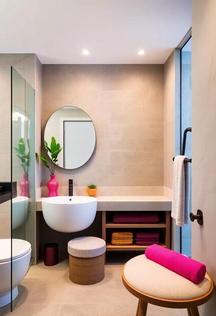 Bold Color Accents: Make a statement with bold⁣ color pops through accessories like soap dispensers, toothbrush holders, or towels that elevate the entire⁢ space