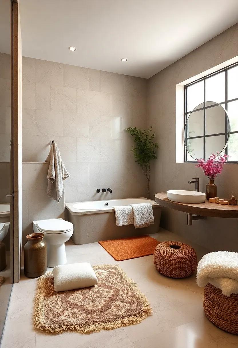 Luxurious Textures: Layer your towels, rugs, and⁤ bath mats with a variety of textures⁤ such as plush cotton, jute, or⁣ faux fur to create​ an inviting and‌ cozy ⁣atmosphere