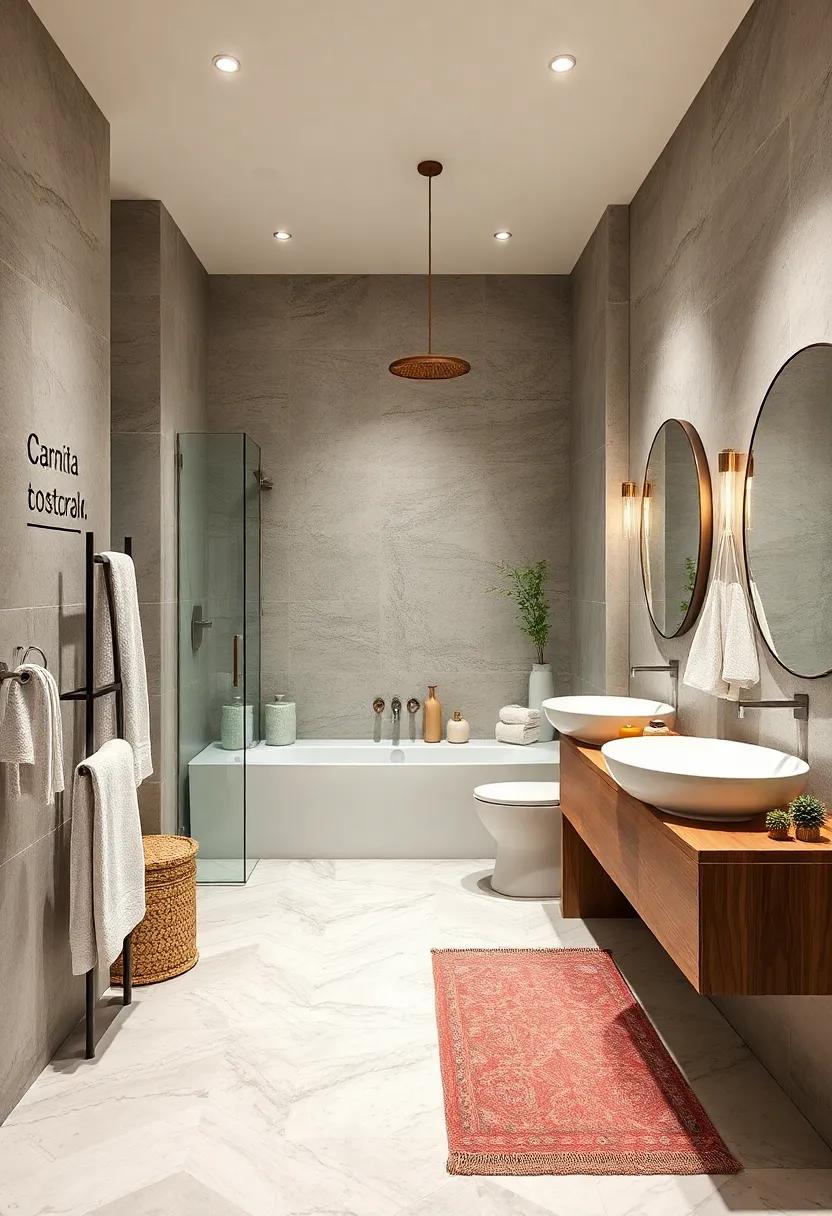 Towel Racks with Flair: Choose creative towel racks or hooks that double as​ decorative elements, adding functionality and style to the space