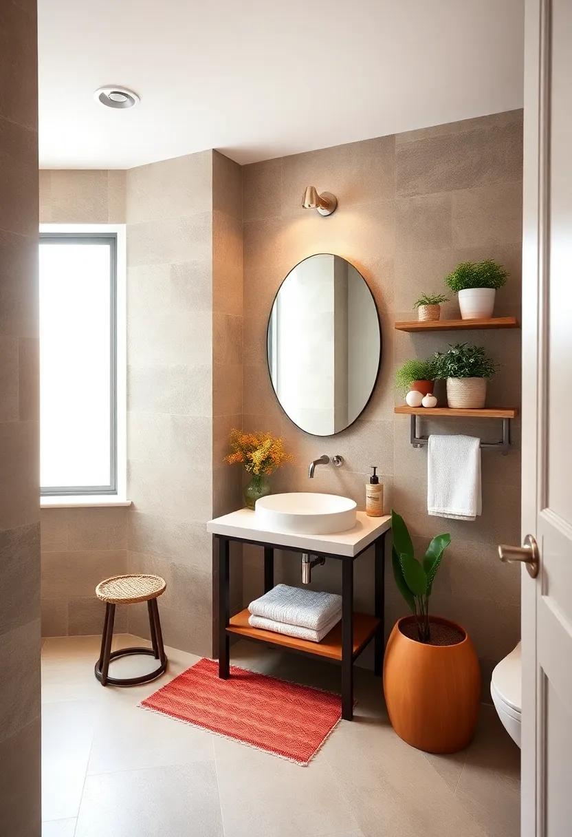 Ladder⁢ Shelves: Incorporate ladder-style shelves to do double duty as a⁤ decorative piece and functional storage for towels and plants