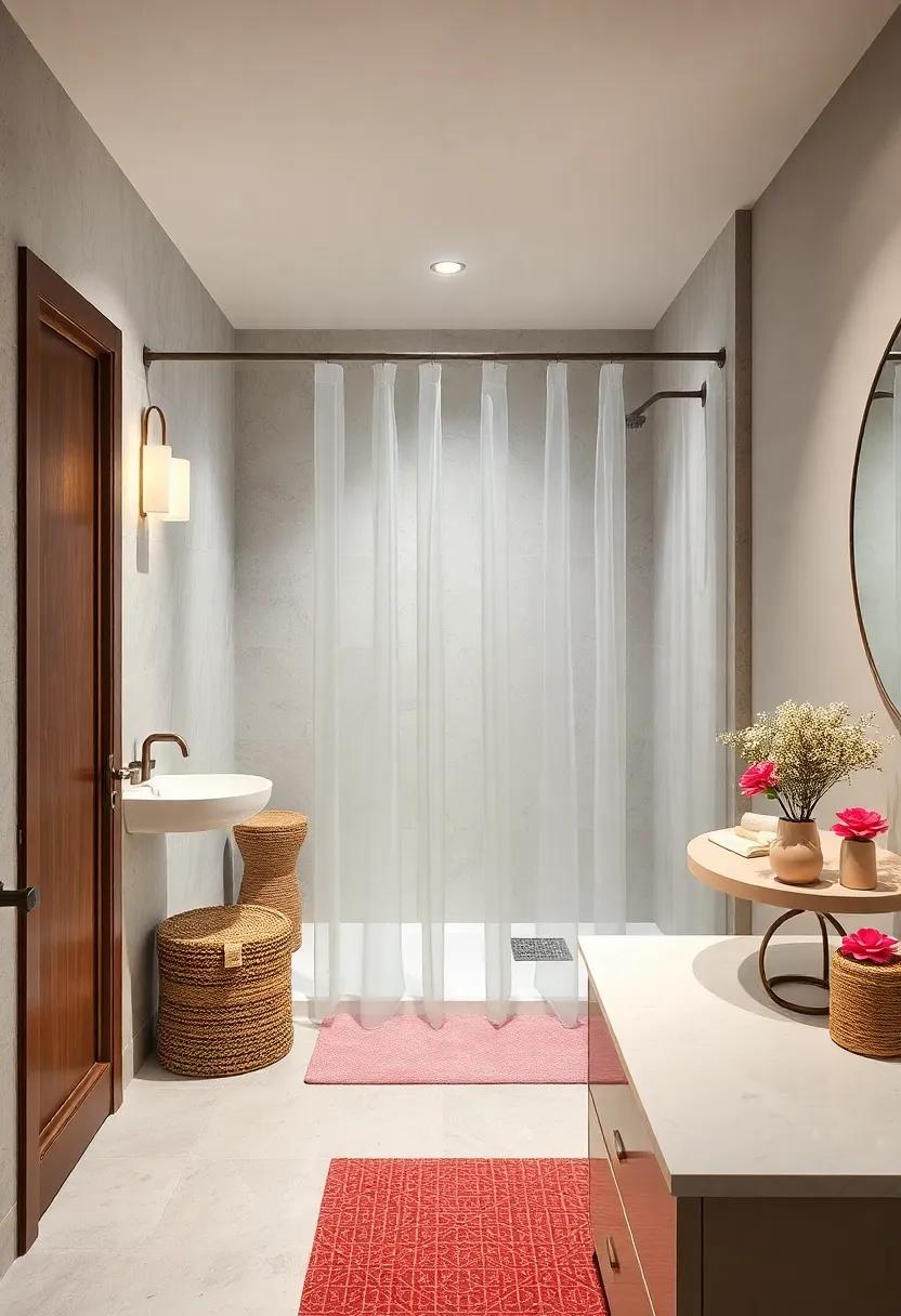 Transparent Shower Curtain: Opt for a clear or frosted shower curtain‍ to create an illusion‌ of a larger space while still providing privacy
