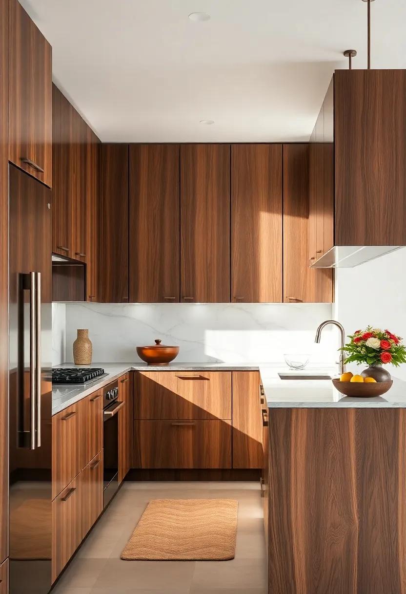 High-Gloss Walnut Cabinets: For a‌ touch of sophistication, ‌opt ‌for ⁢high-gloss walnut cabinets that ⁤reflect light ⁣and‌ enhance the spaciousness of the kitchen