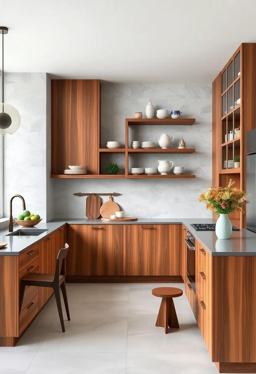 Open⁢ Shelving with Wood‌ accents: Combine functionality and style‍ by pairing ‍open shelving ​with sleek ​wooden accents that showcase your favorite dishware