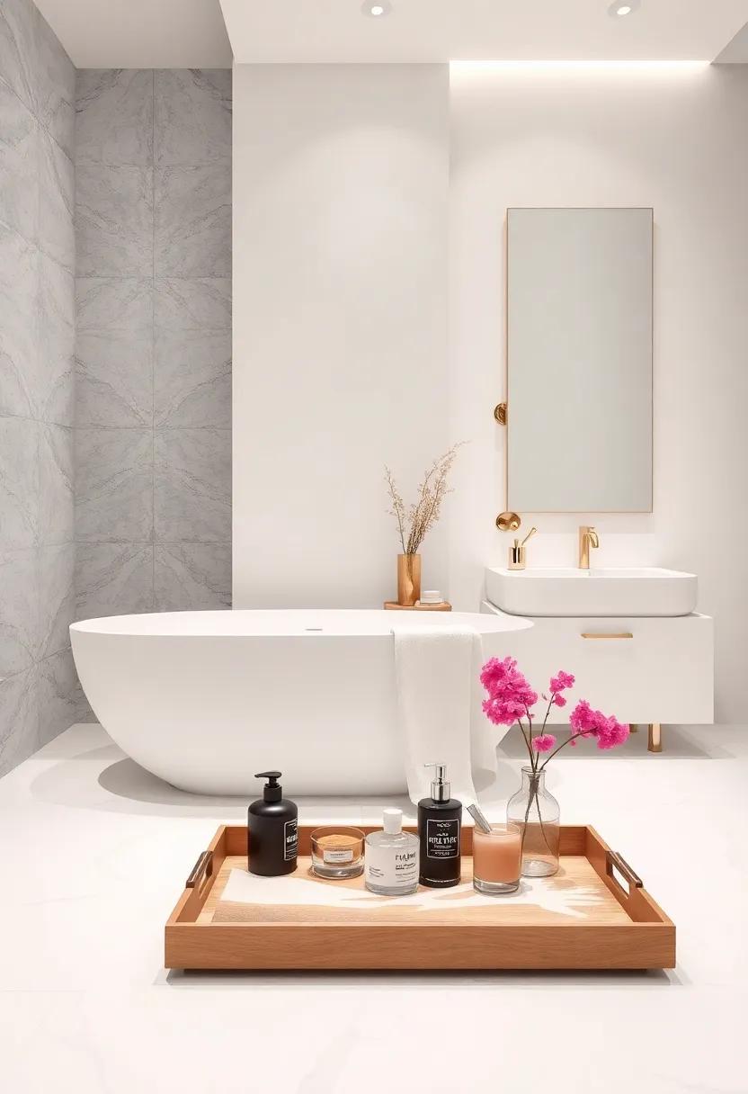 Decorative‍ Trays: Organized toiletries on a chic tray add functionality and style while maintaining a tidy ⁣appearance
