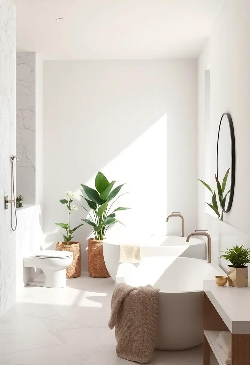 Serene Plant Life: Incorporating low-maintenance plants adds a touch of nature without breaking‌ the monochrome theme