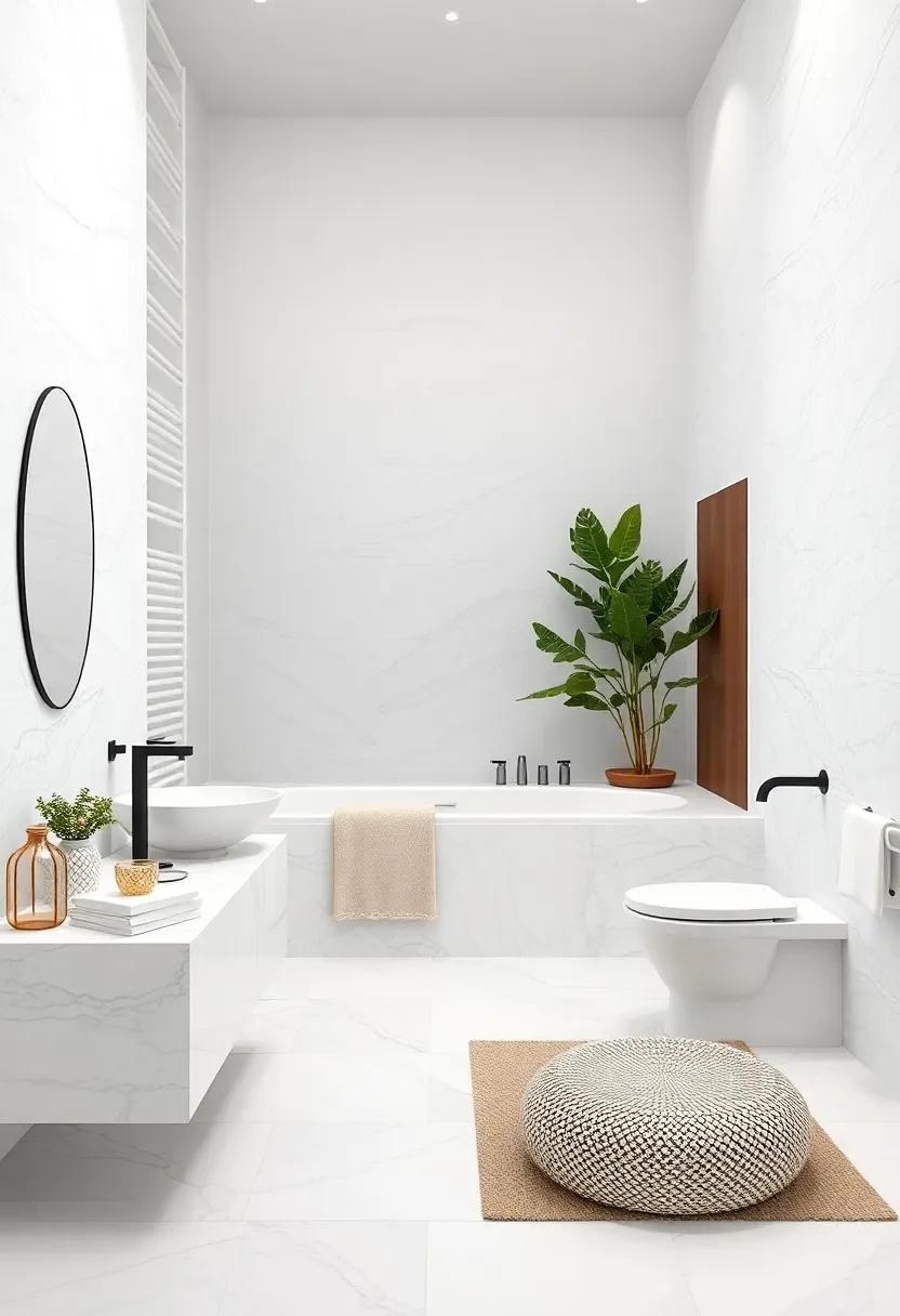 Textured White ⁢Tiles: ⁤Mix and match various tile sizes and finishes to create depth ⁤and dimension in a ⁢monochrome palette