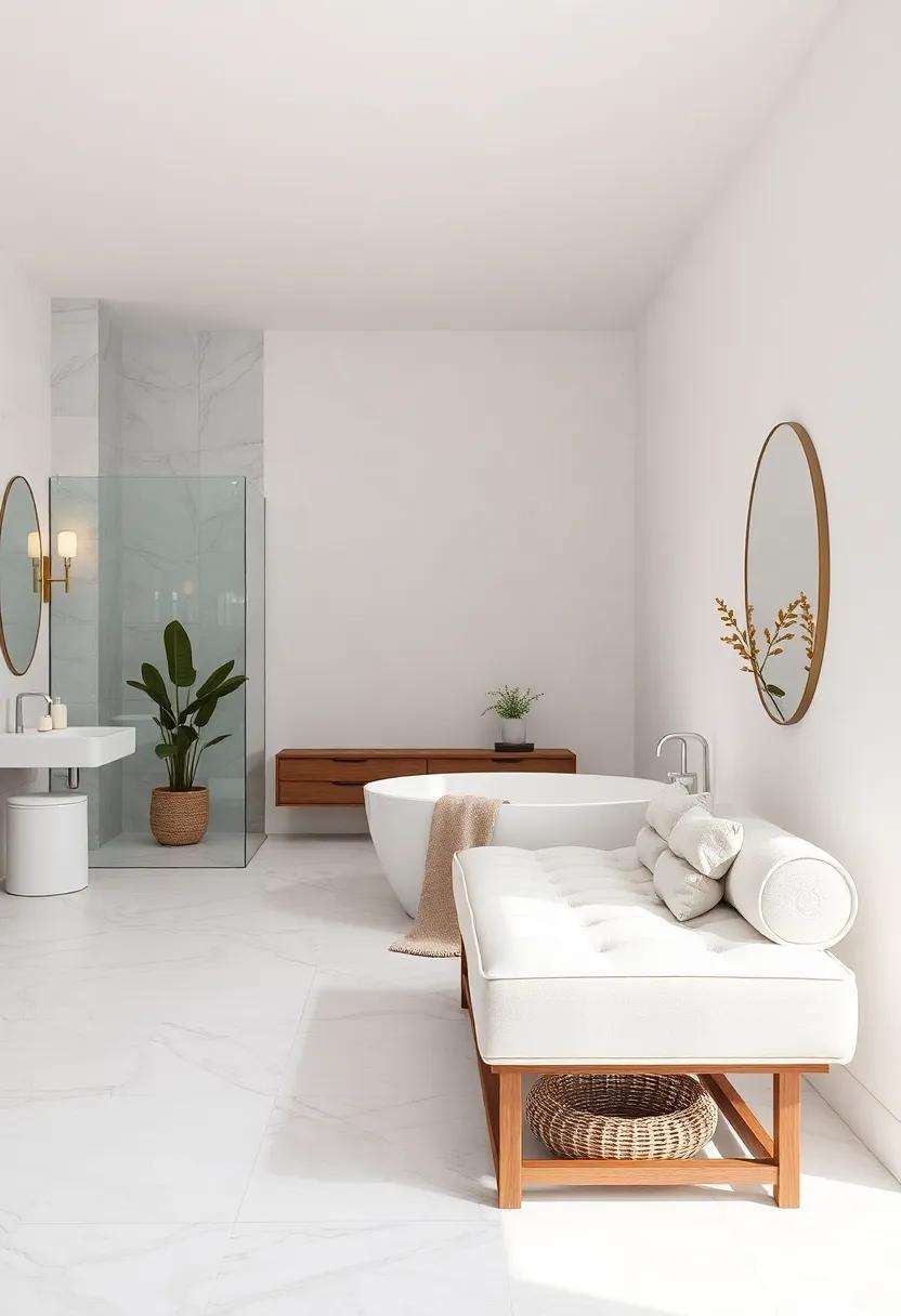 Velvety White Upholstered Bench: A stylish ‍addition ​for seating provides comfort‌ and creates a tranquil and inviting atmosphere