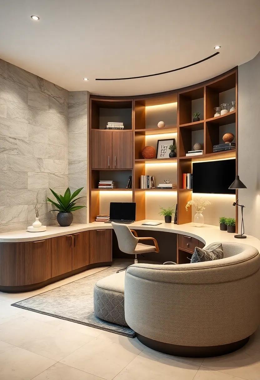 Flowing Lines: ⁤Delve into the beauty of rounded shelving units⁤ that add an⁢ organic‍ touch ​to your office while providing ample storage for your essentials