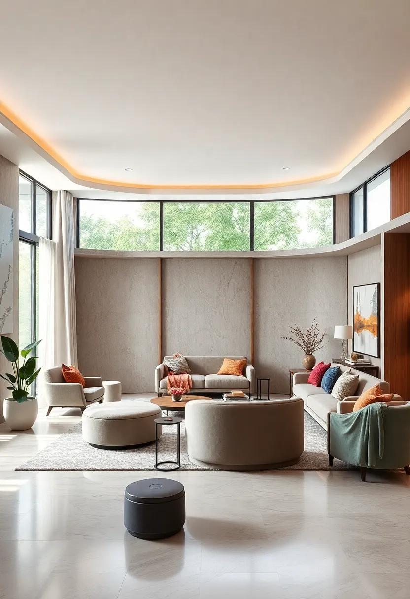 Dynamic Geometry: Use curved partition screens to create defined areas in your office,⁣ allowing for privacy while maintaining an⁢ open and airy feel