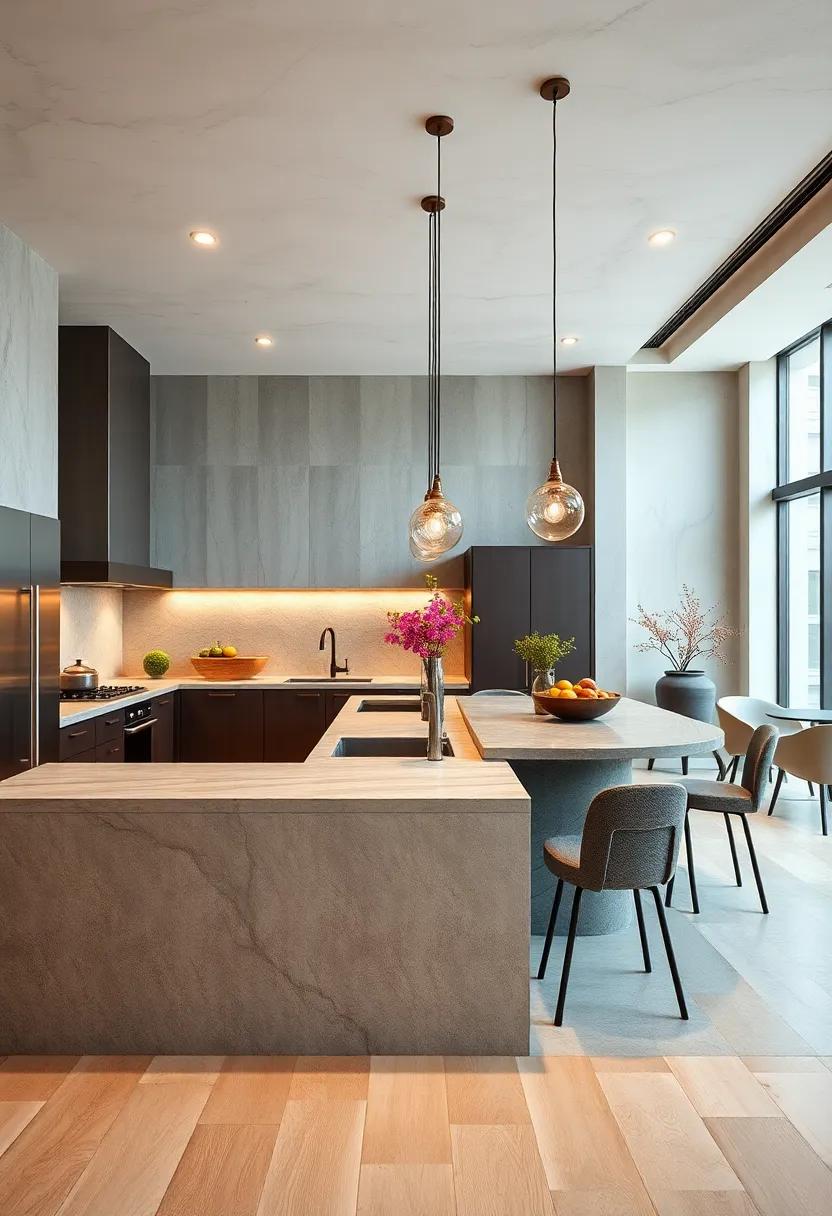 Kitchen​ island with seating: A spacious island serves as both a functional workspace and a stylish gathering ​spot, ⁣inviting social interaction